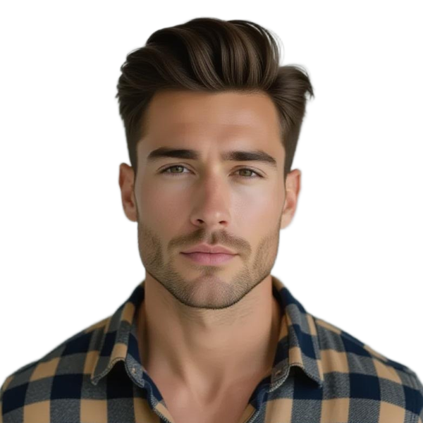 US visa photo example showing correct 2x2 inch dimensions, white background, and proper head positioning with eye level at 1.2 inches from bottom